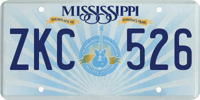 MS license plate ZKC526