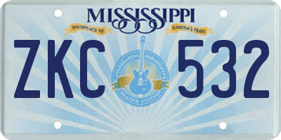MS license plate ZKC532