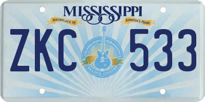 MS license plate ZKC533