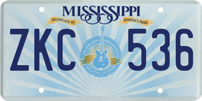 MS license plate ZKC536
