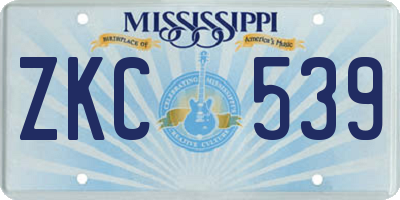 MS license plate ZKC539
