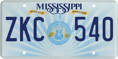 MS license plate ZKC540
