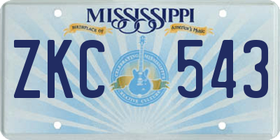 MS license plate ZKC543