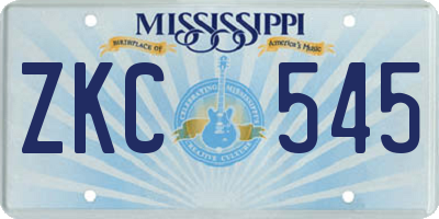 MS license plate ZKC545