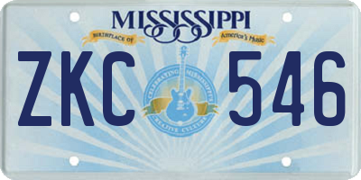 MS license plate ZKC546