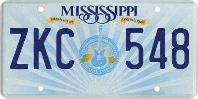 MS license plate ZKC548