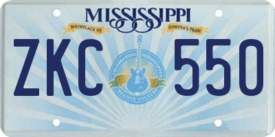 MS license plate ZKC550