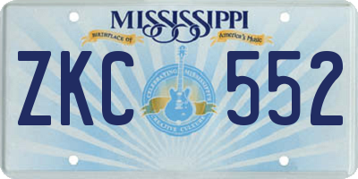 MS license plate ZKC552