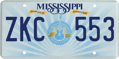 MS license plate ZKC553