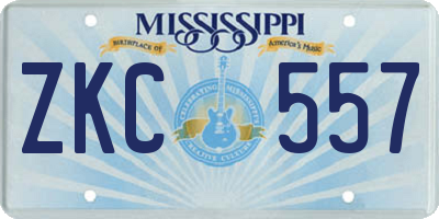 MS license plate ZKC557