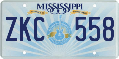 MS license plate ZKC558