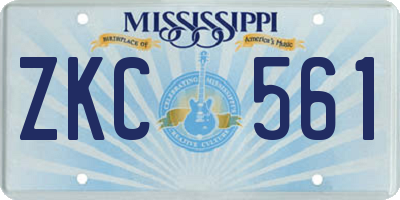 MS license plate ZKC561
