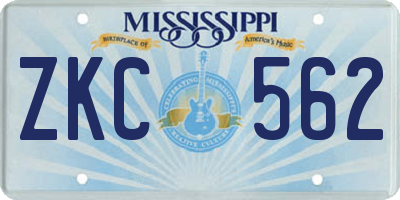 MS license plate ZKC562