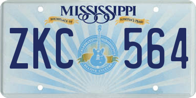 MS license plate ZKC564