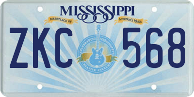 MS license plate ZKC568