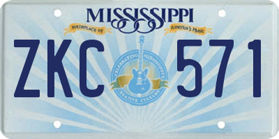 MS license plate ZKC571