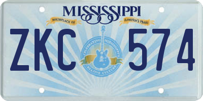 MS license plate ZKC574