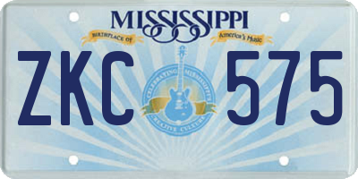 MS license plate ZKC575