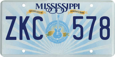 MS license plate ZKC578