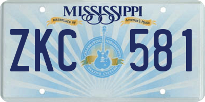 MS license plate ZKC581