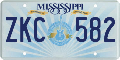 MS license plate ZKC582
