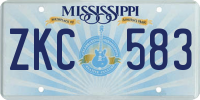 MS license plate ZKC583