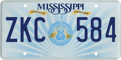 MS license plate ZKC584