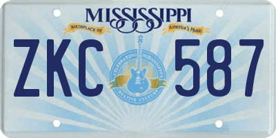 MS license plate ZKC587