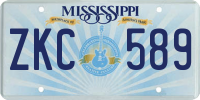 MS license plate ZKC589
