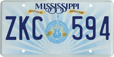 MS license plate ZKC594