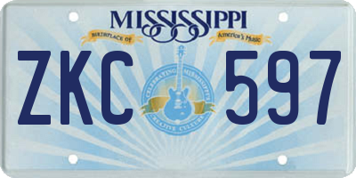 MS license plate ZKC597
