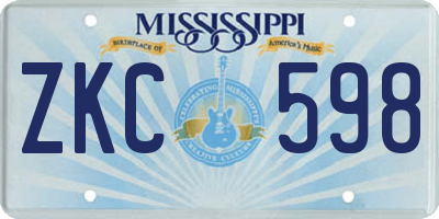 MS license plate ZKC598