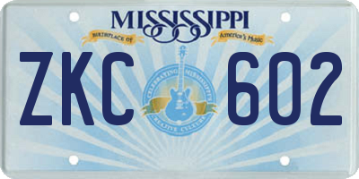 MS license plate ZKC602