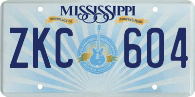MS license plate ZKC604