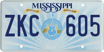 MS license plate ZKC605