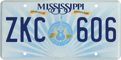 MS license plate ZKC606