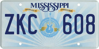 MS license plate ZKC608