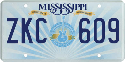 MS license plate ZKC609
