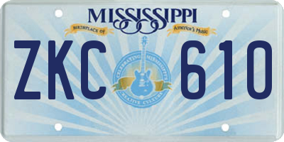 MS license plate ZKC610