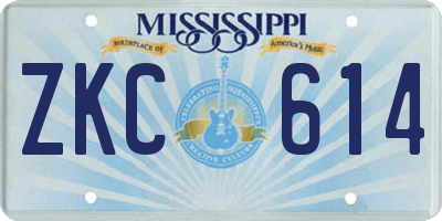 MS license plate ZKC614