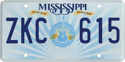 MS license plate ZKC615