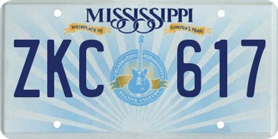 MS license plate ZKC617