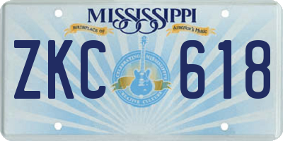 MS license plate ZKC618