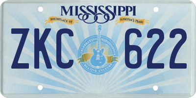 MS license plate ZKC622