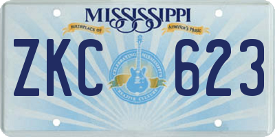 MS license plate ZKC623