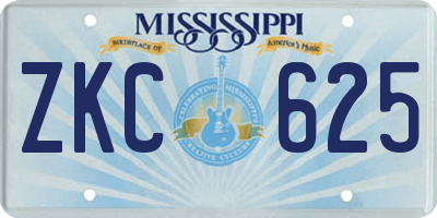 MS license plate ZKC625