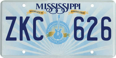 MS license plate ZKC626