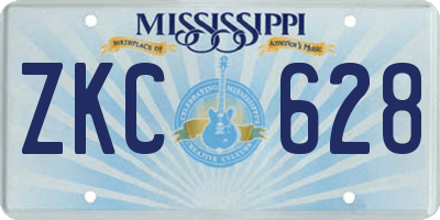 MS license plate ZKC628