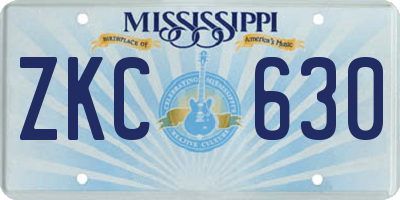 MS license plate ZKC630