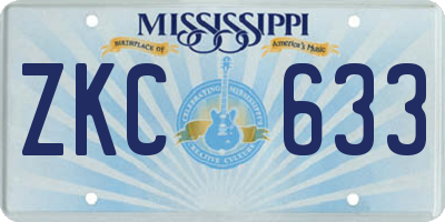 MS license plate ZKC633